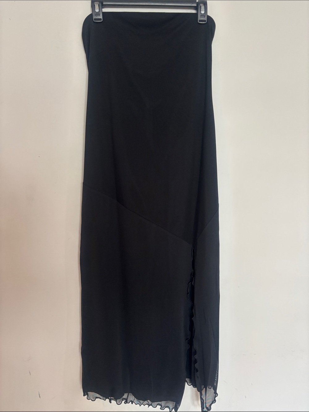 Urban Outfitters Black strapless dress with Ruffled Slit